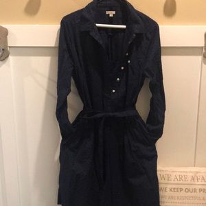 Navy dot shirt dress
